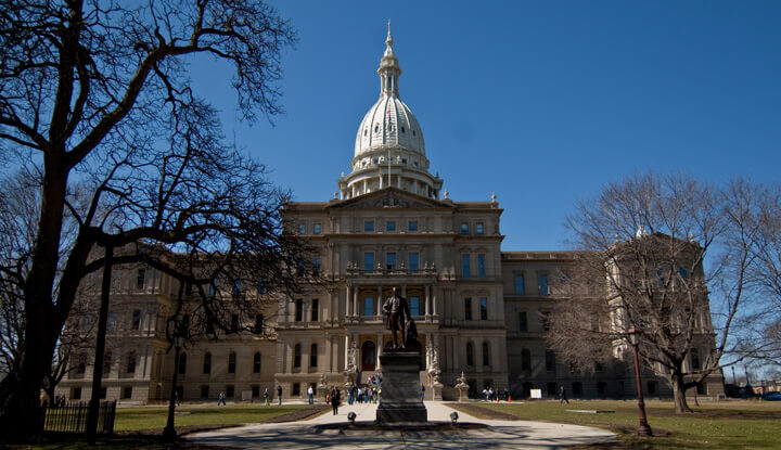 The capitol building in Lansing, Michigan